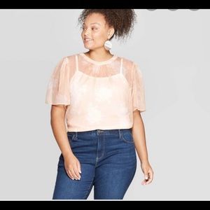 Ava&Viv blush floral top. NWT